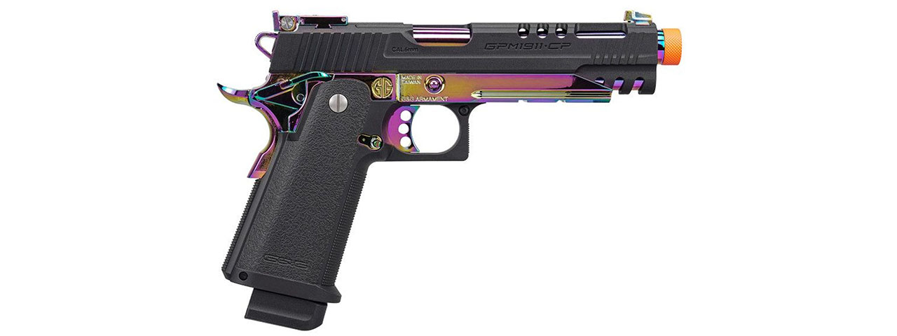 G&G GPM1911 CP Rainbow GBB Airsoft Pistol with Iridescent Hardware