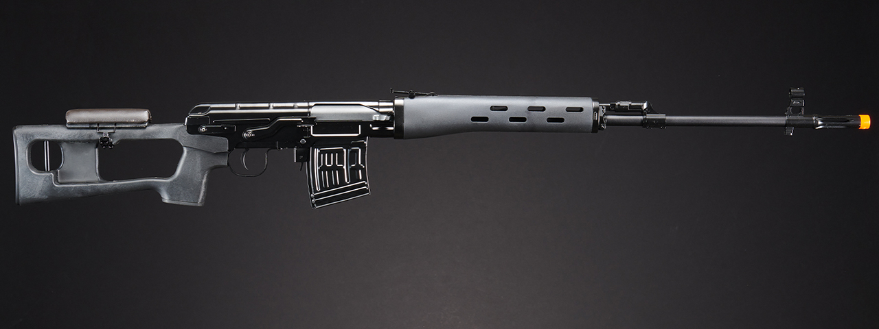 Atlas Custom Works SVD Dragunov Electric Airsoft Sniper Rifle w/ Sportsman Stock (Color: Black)