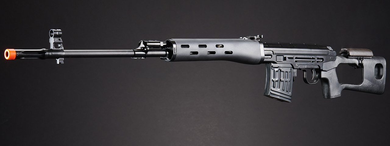 Atlas Custom Works SVD Dragunov Electric Airsoft Sniper Rifle w/ Sportsman Stock (Color: Black)