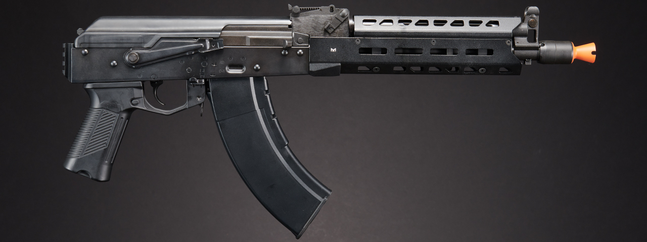 LCT Airsoft AK104 Steel AEG Airsoft Rifle w/ ASTER V2 SE Expert & Picatinny Stock Adapter - (Black)