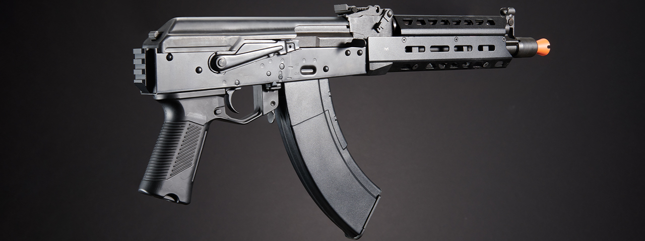 LCT Airsoft AK104 Steel AEG Airsoft Rifle w/ ASTER V2 SE Expert & Picatinny Stock Adapter - (Black)