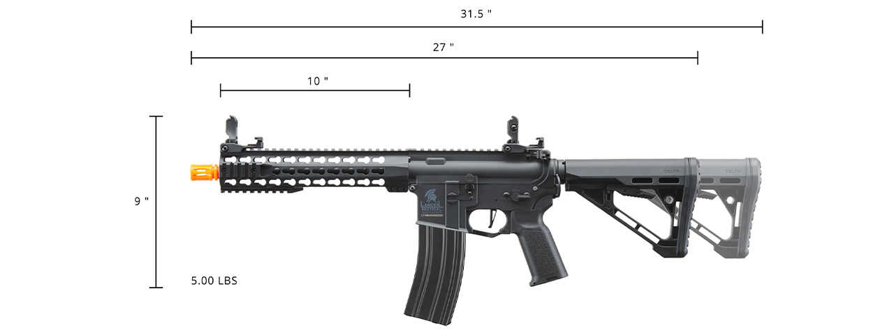 Lancer Tactical Gen 3 10" KeyMod M4 Carbine Airsoft AEG Rifle with Delta Stock (Color: Black)