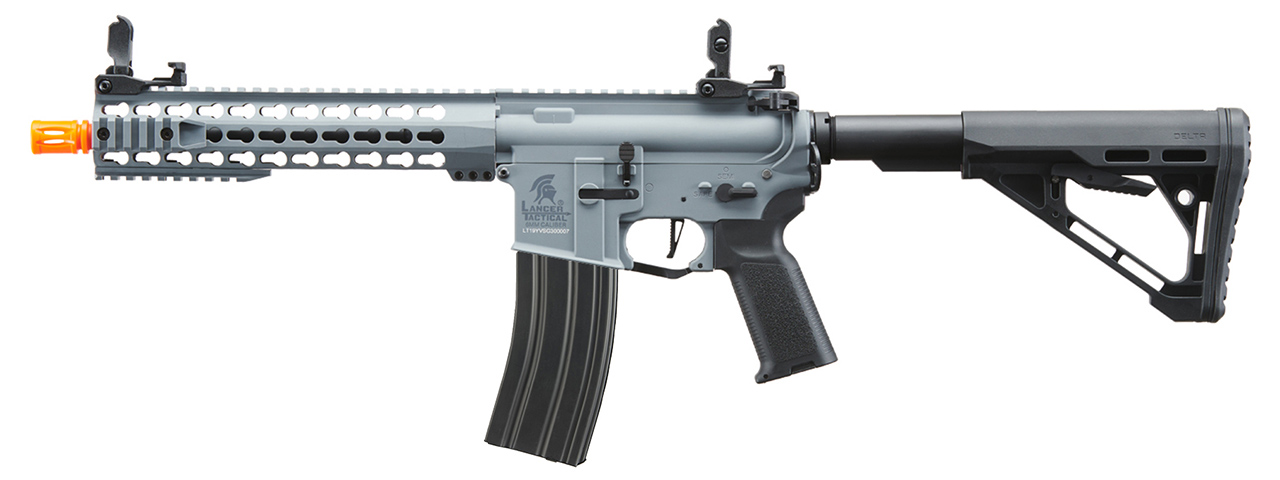 Lancer Tactical Gen 3 10" KeyMod M4 Carbine Airsoft AEG Rifle with Delta Stock (Color: Grey)