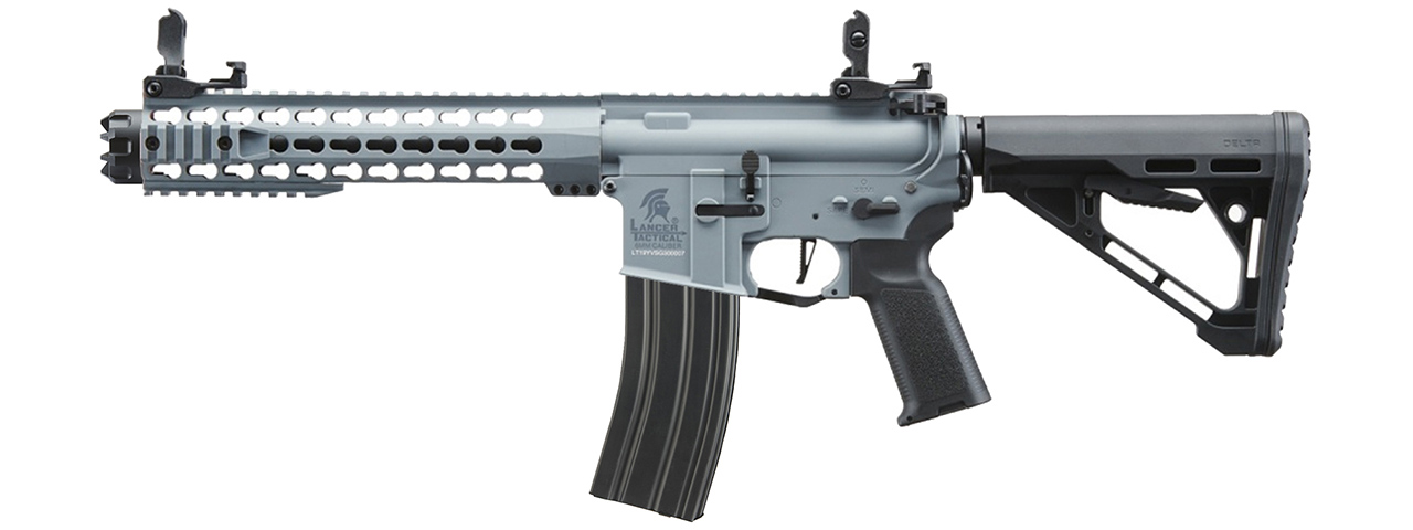 Lancer Tactical Gen 3 10" KeyMod M4 Carbine Airsoft AEG Rifle with Delta Stock (Color: Grey)