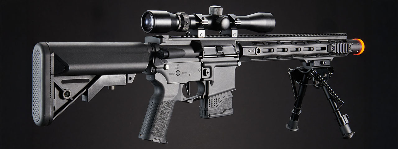 Lancer Tactical Gen 2 Hellion M-LOK 13" DMR M4 AEG Airsoft Rifle w/ Mock Suppressor - (Black)