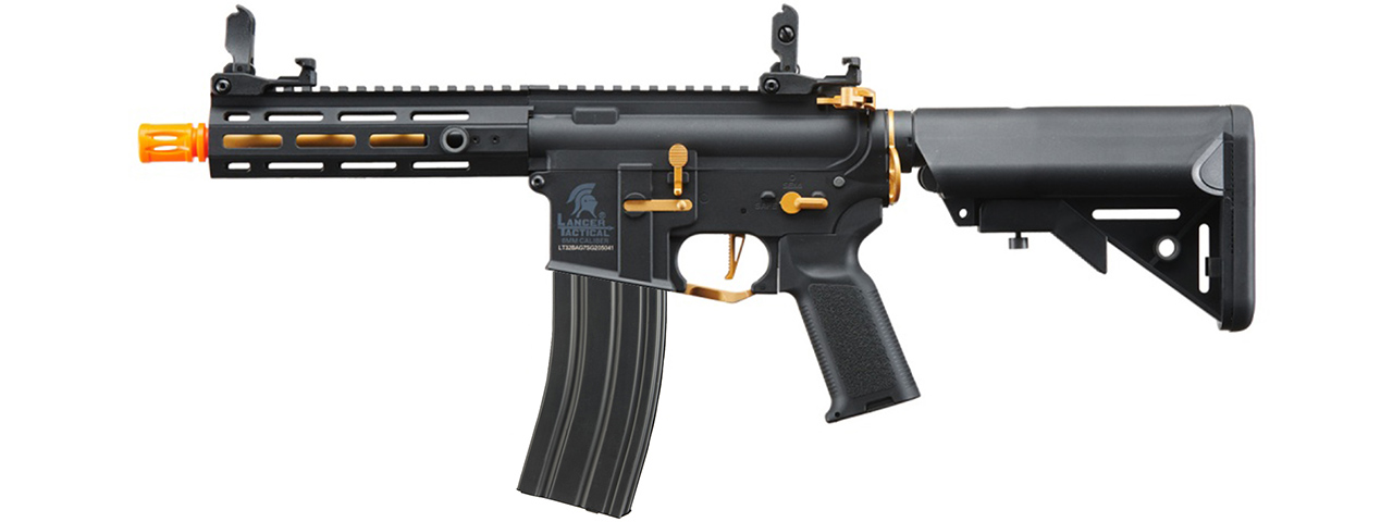 Lancer Tactical Gen 2 Hellion M-LOK 7" Airsoft M4 AEG Core Series (Color: Black & Gold)(No Battery and Charger)