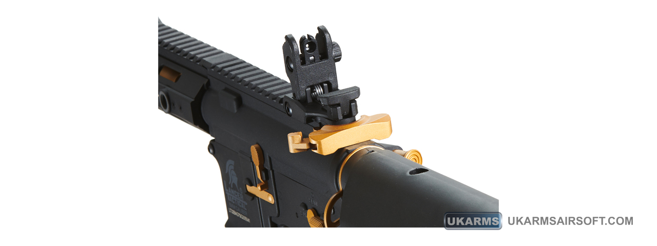 Lancer Tactical Gen 2 Hellion M-LOK 7" Airsoft M4 AEG (Color: Black & Gold)(Battery and Charger Included)