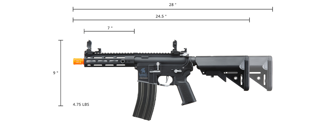 Lancer Tactical Gen 2 Hellion M-LOK 7" Airsoft M4 AEG Core Series (Color: Black & Silver)(No Battery and Charger)