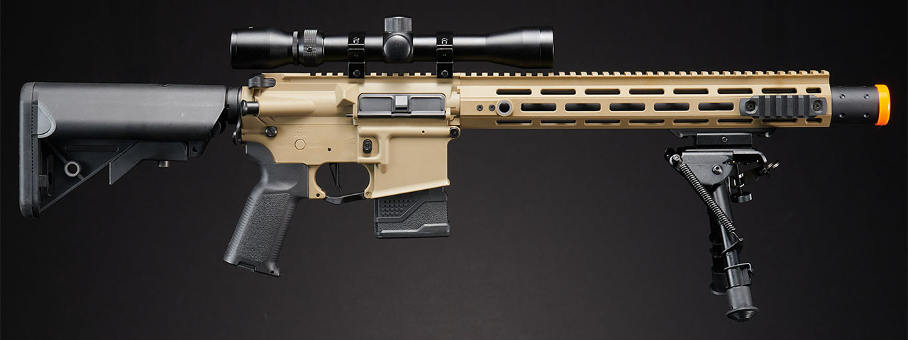 Lancer Tactical Gen 2 Hellion M-LOK 13" DMR M4 AEG Airsoft Rifle w/ Mock Suppressor - (Tan)