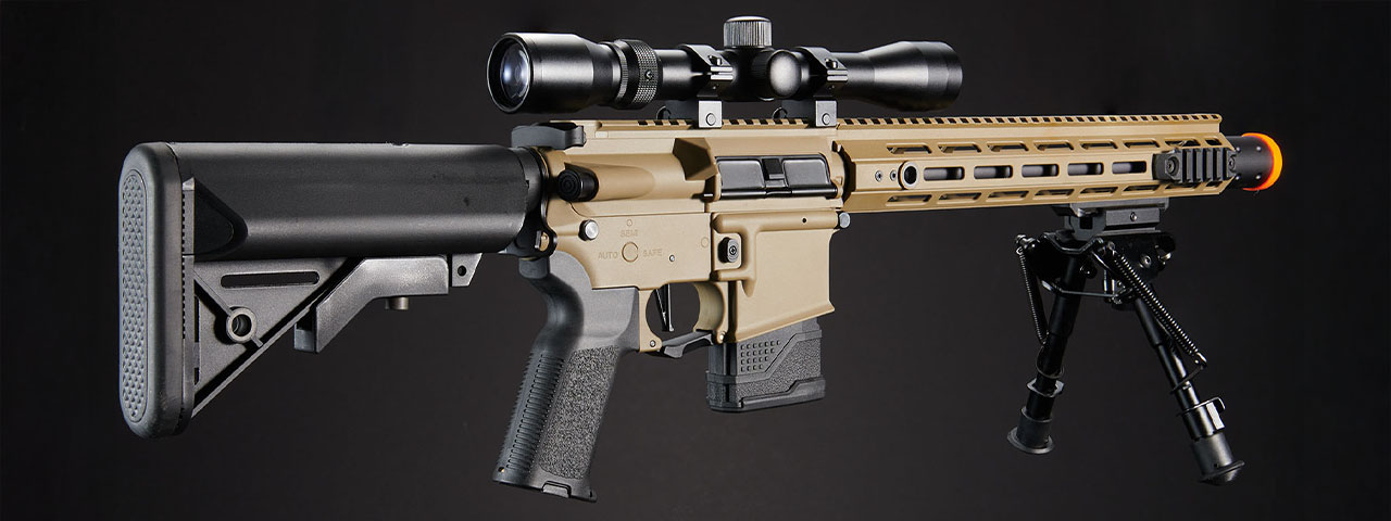 Lancer Tactical Gen 2 Hellion M-LOK 13" DMR M4 AEG Airsoft Rifle w/ Mock Suppressor - (Tan)