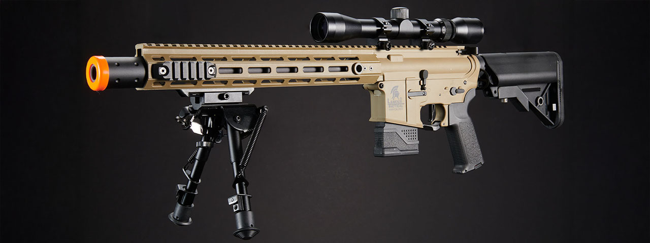 Lancer Tactical Gen 2 Hellion M-LOK 13" DMR M4 AEG Airsoft Rifle w/ Mock Suppressor - (Tan)