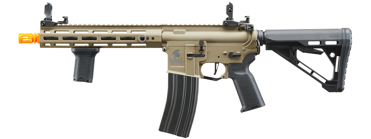 Lancer Tactical Gen 3 Hellion M-LOK 10" Airsoft M4 AEG with Delta Stock (Color: Tan)