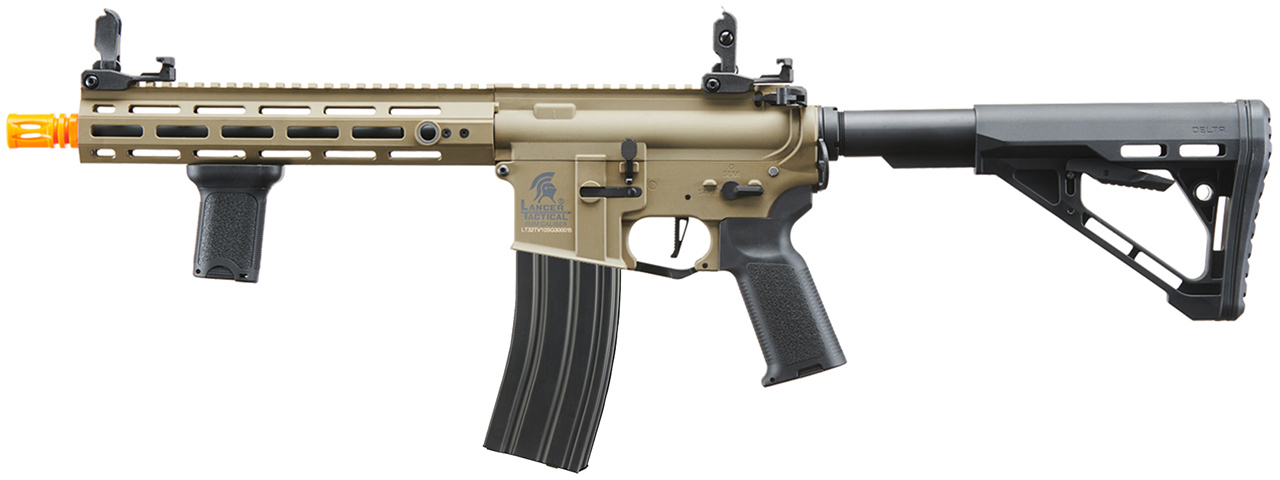 Lancer Tactical Gen 3 Hellion M-LOK 10" Airsoft M4 AEG with Delta Stock (Color: Tan)