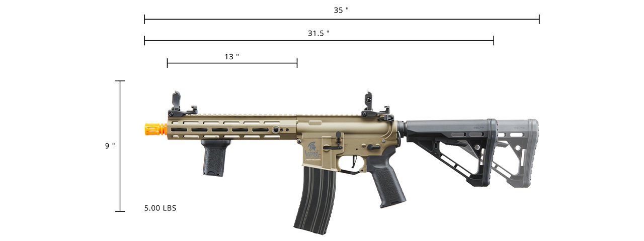 Lancer Tactical Gen 3 Hellion M-LOK 10" Airsoft M4 AEG with Delta Stock (Color: Tan)