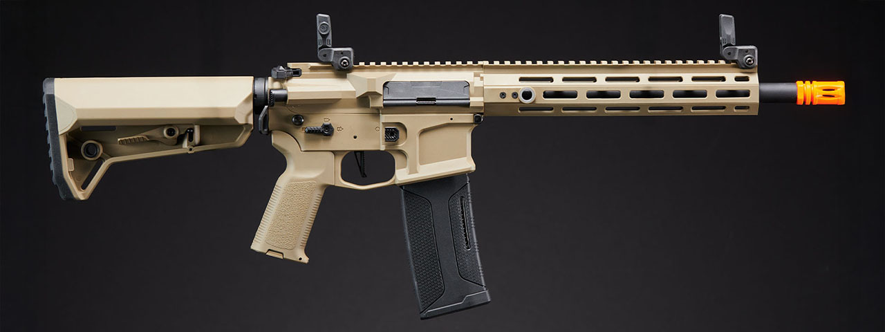 Lancer Tactical Gen 2 Hellion M-LOK 10" M4 AEG w/ Ambidextrous NSR Receiver & NSR Stock - (Tan)