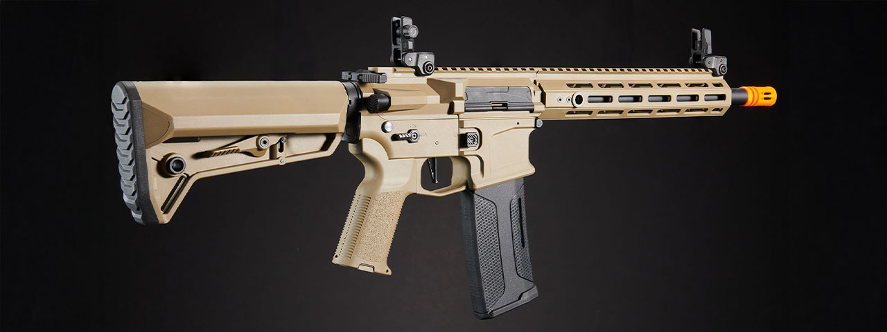 Lancer Tactical Gen 2 Hellion M-LOK 10" M4 AEG w/ Ambidextrous NSR Receiver & NSR Stock - (Tan)