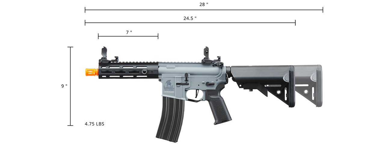 Lancer Tactical Gen 2 Hellion M-LOK 7" Airsoft M4 AEG Core Series (Color: Grey & Black)(No Battery and Charger)