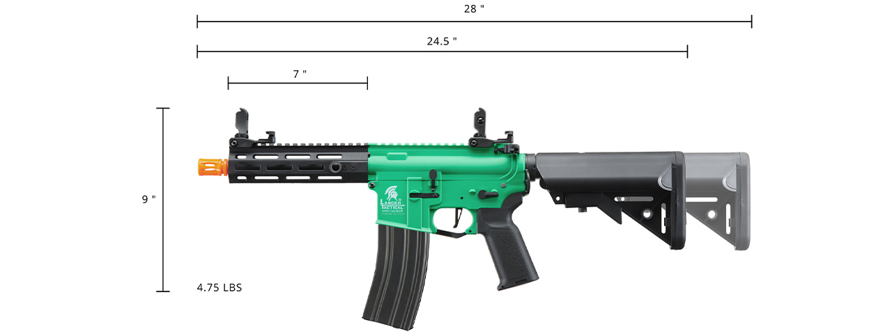 Lancer Tactical Gen 2 CQB M4 AEG Rifle Core Series (Color: Green & Black)(No Battery and Charger)