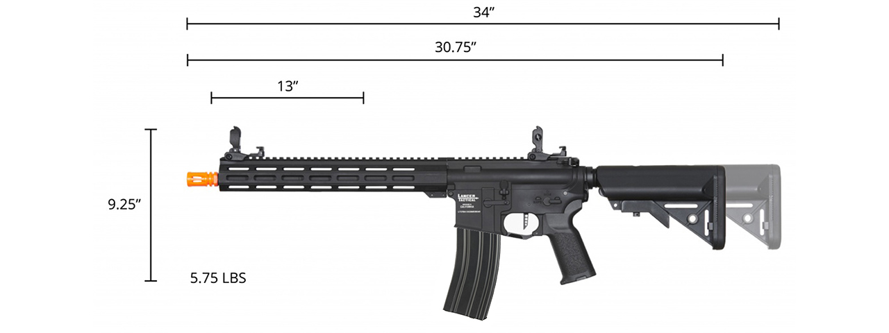Lancer Tactical Viking 13" M-LOK Proline Series M4 Airsoft Rifle w/ Crane Stock (Color: Black)