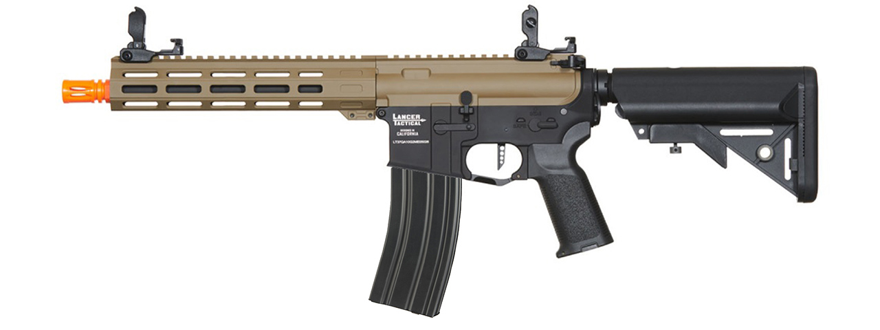 Lancer Tactical Viking 10" M-LOK Proline Series M4 Airsoft Rifle w/ Crane Stock (Color: FDE Upper Receiver & Black Lower)
