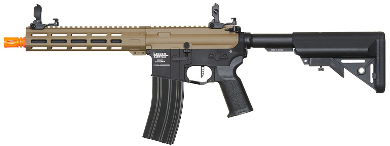 Lancer Tactical Viking 10" M-LOK Proline Series M4 Airsoft Rifle w/ Crane Stock (Color: FDE Upper Receiver & Black Lower)