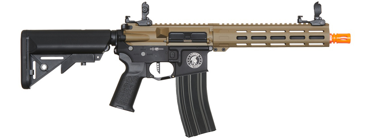 Lancer Tactical Viking 10" M-LOK Proline Series M4 Airsoft Rifle w/ Crane Stock (Color: FDE Upper Receiver & Black Lower)