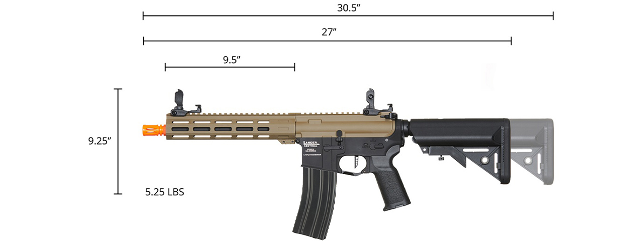 Lancer Tactical Viking 10" M-LOK Proline Series M4 Airsoft Rifle w/ Crane Stock (Color: FDE Upper Receiver & Black Lower)