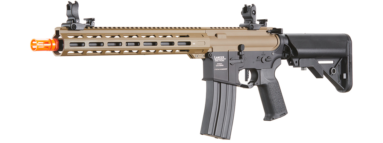 Lancer Tactical Viking 13" M-LOK Proline Series M4 Airsoft Rifle w/ Crane Stock (Color: FDE Upper Receiver & Black Lower)