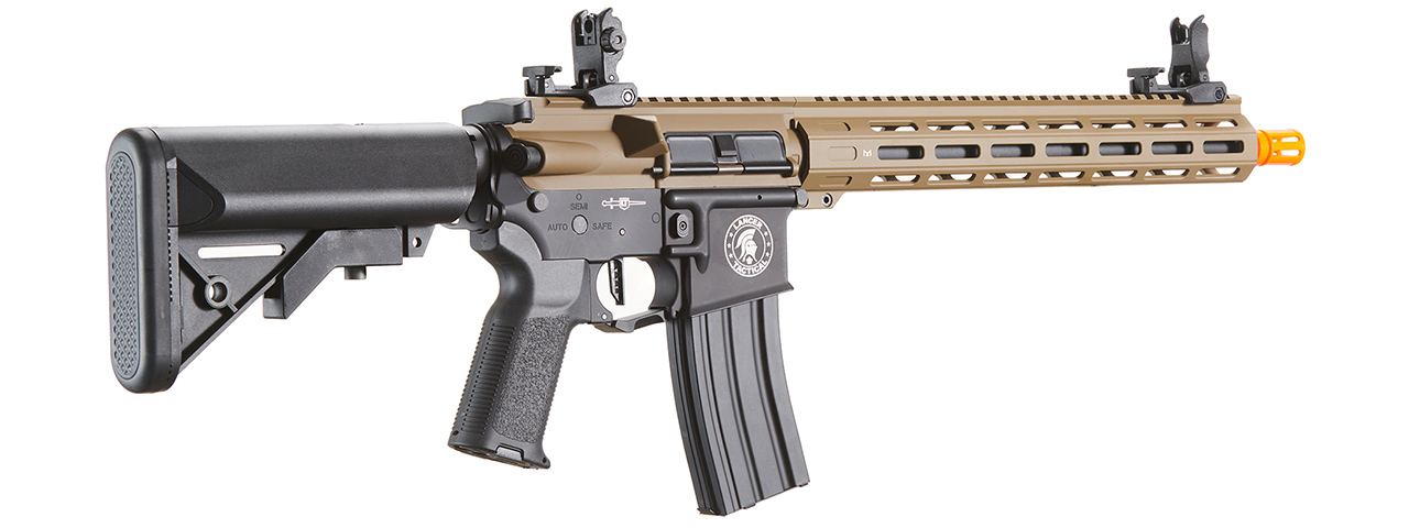 Lancer Tactical Viking 13" M-LOK Proline Series M4 Airsoft Rifle w/ Crane Stock (Color: FDE Upper Receiver & Black Lower)