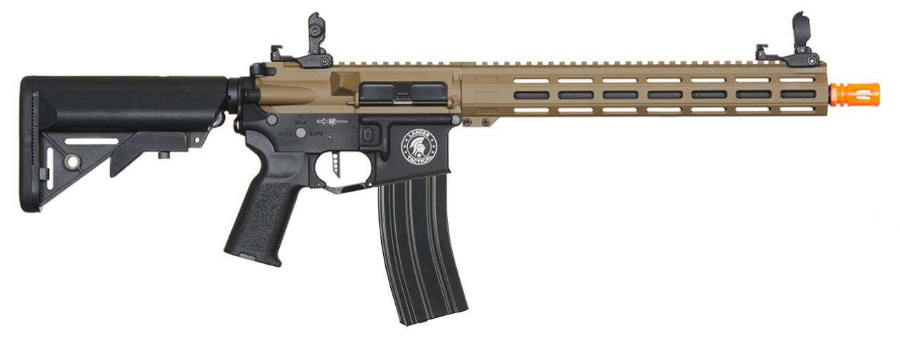 Lancer Tactical Viking 13" M-LOK Proline Series M4 Airsoft Rifle w/ Crane Stock (Color: FDE Upper Receiver & Black Lower)
