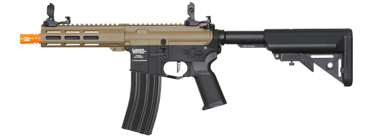 Lancer Tactical Viking 7" M-LOK Proline Series M4 Airsoft Rifle w/ Crane Stock (Color: FDE Upper Receiver & Black Lower)