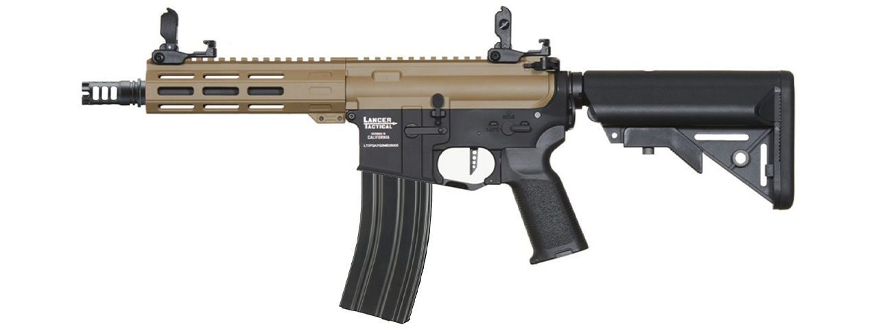 Lancer Tactical Viking 7" M-LOK Proline Series M4 Airsoft Rifle w/ Crane Stock (Color: FDE Upper Receiver & Black Lower)