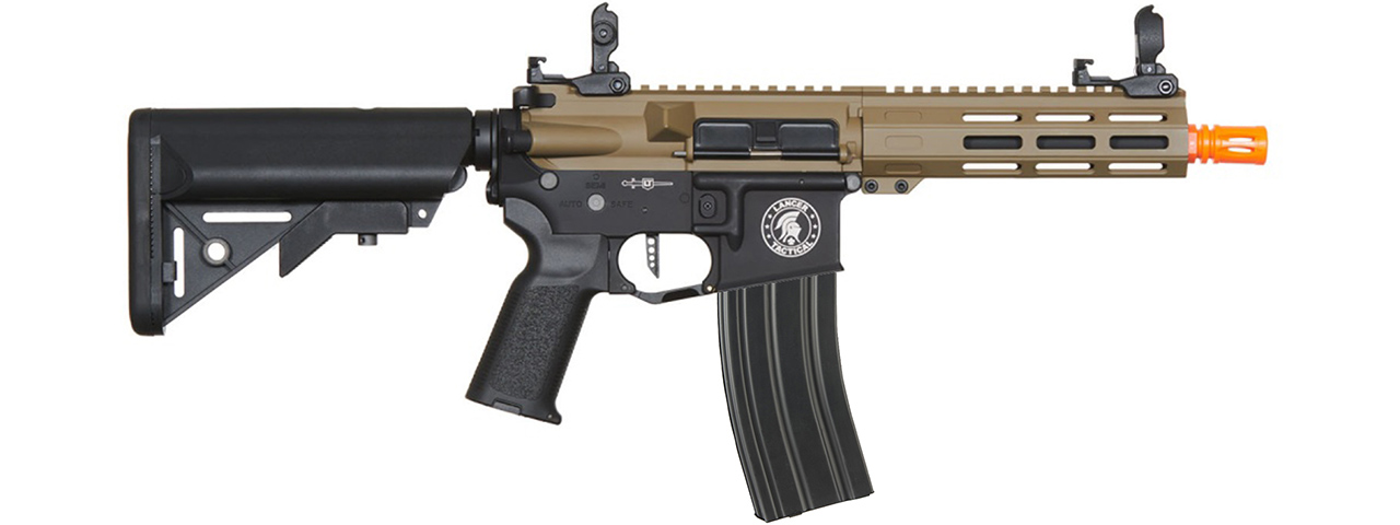 Lancer Tactical Viking 7" M-LOK Proline Series M4 Airsoft Rifle w/ Crane Stock (Color: FDE Upper Receiver & Black Lower)