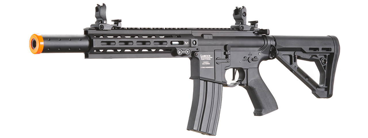 Lancer Tactical Blazer 10" M-LOK Proline Series M4 Airsoft Rifle with Delta Stock & Mock Suppressor (Color: Black)