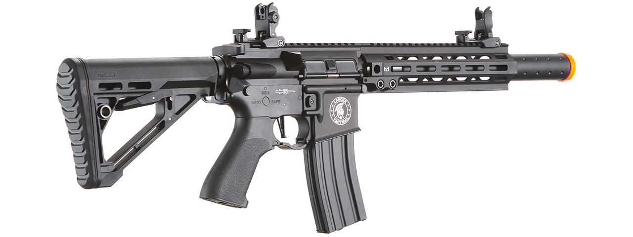 Lancer Tactical Blazer 10" M-LOK Proline Series M4 Airsoft Rifle with Delta Stock & Mock Suppressor (Color: Black)
