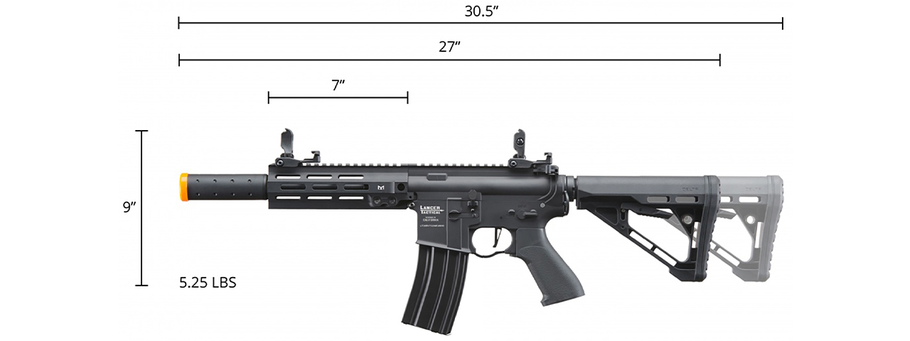 Lancer Tactical Blazer 10" M-LOK Proline Series M4 Airsoft Rifle with Delta Stock & Mock Suppressor (Color: Black)