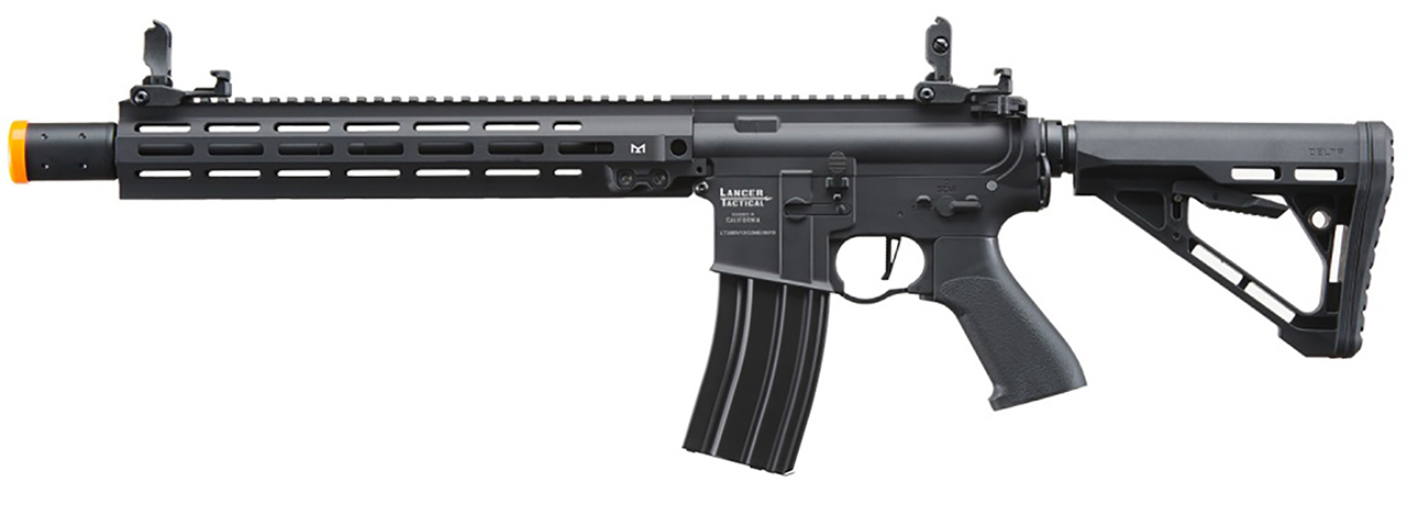 Lancer Tactical Blazer 13" M-LOK Proline Series M4 Airsoft Rifle with Delta Stock & Mock Suppressor (Color: Black)