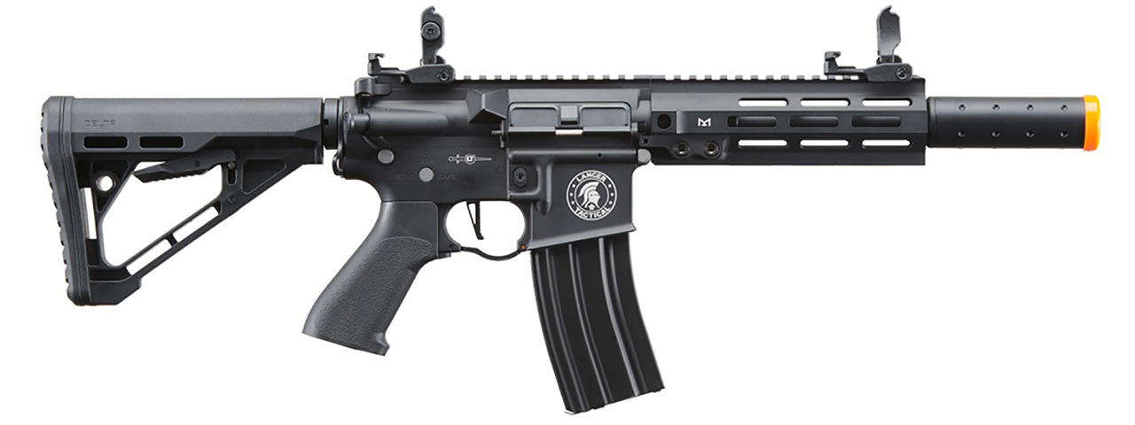 Lancer Tactical Blazer 7" M-LOK Proline Series M4 Airsoft Rifle w/ Delta Stock & Mock Suppressor (Color: Black)
