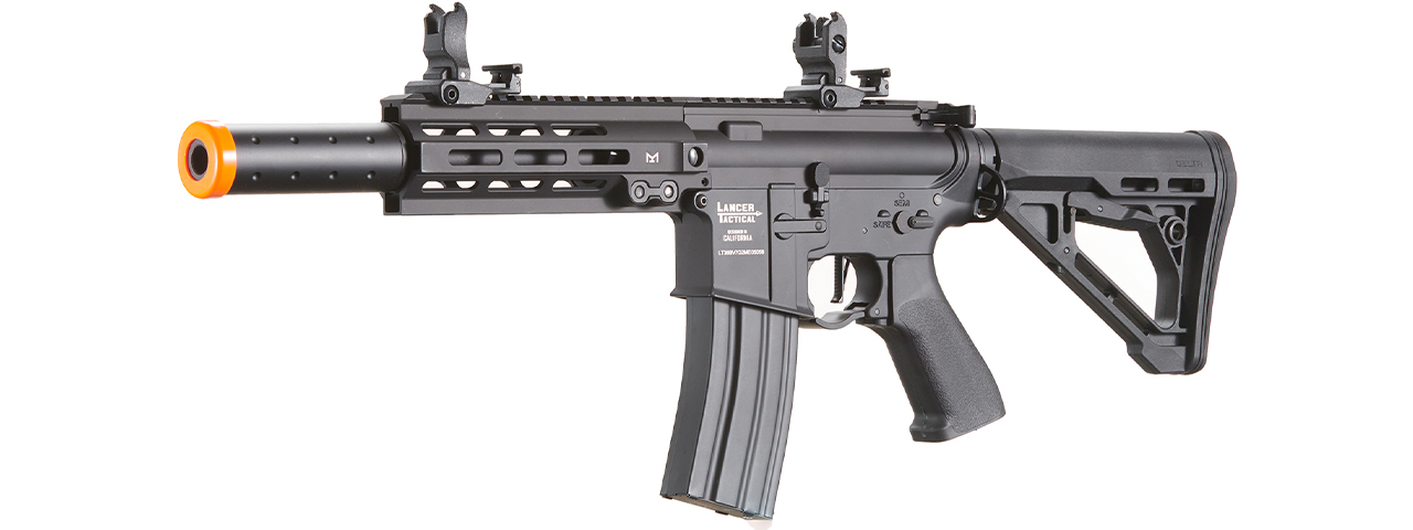 Lancer Tactical Blazer 7" M-LOK Proline Series M4 Airsoft Rifle w/ Delta Stock & Mock Suppressor (Color: Black)