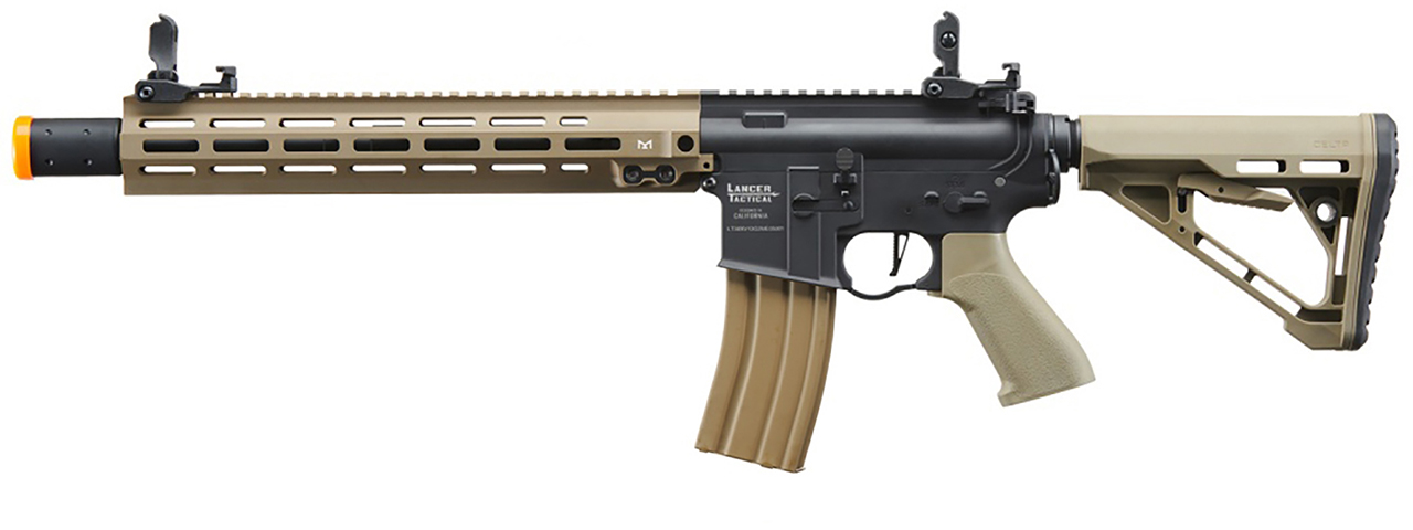 Lancer Tactical Blazer 13" M-LOK Proline Series M4 Airsoft Rifle with Delta Stock & Mock Suppressor (Color: Two-Tone)