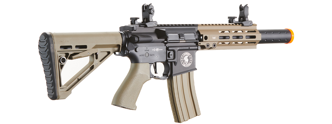 Lancer Tactical Blazer 7" M-LOK Proline Series M4 Airsoft Rifle with Delta Stock & Mock Suppressor (Color: Two-Tone)