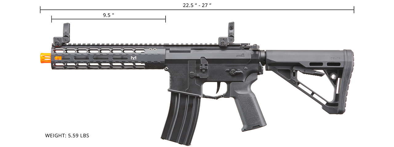 Lancer Tactical Gen 4 VALIANT Edition 9.5" SBR AEG w/ Aster II Bluetooth ETU - (Black)