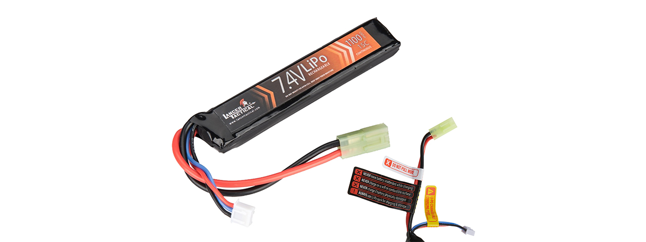 Lancer Tactical 7.4V 1100mAh 15C Stick Lipo Battery