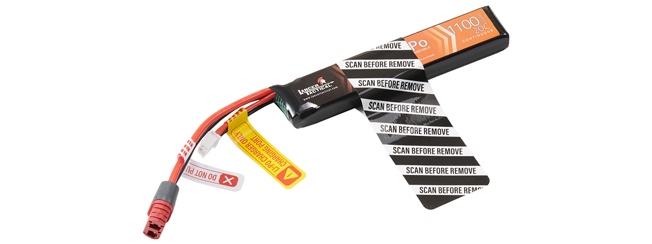 Lancer Tactical 7.4V 1100mAh 20C Stick Lipo Battery (Deans Connector)