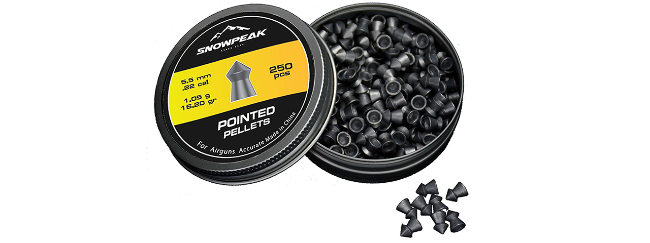 SnowPeak 250CT Pointed 5.5MM Caliber Air Gun Pellets (Pointed Head)