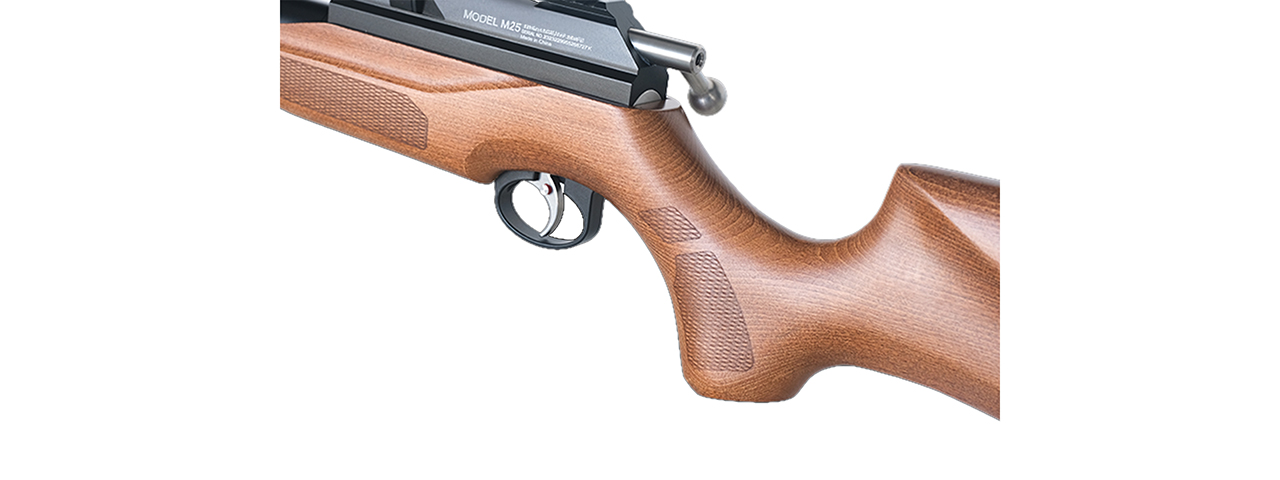 SnowPeak M25W PCP 4.5mm/5.5mm/6.35mm Caliber Air Gun - (Black/Wood)