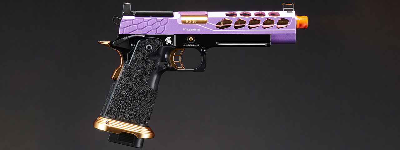 Lancer Tactical Stryk Hi-Capa 5.1 Gas Blowback Airsoft Pistol w/ Red Dot Mount (Color: Purple & Gold)