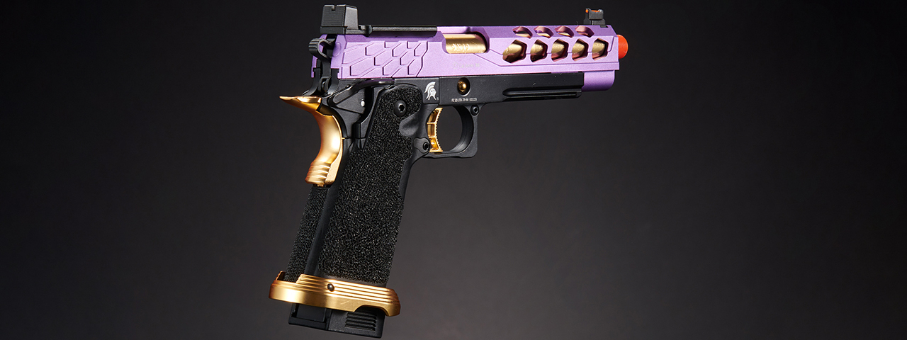 Lancer Tactical Stryk Hi-Capa 5.1 Gas Blowback Airsoft Pistol w/ Red Dot Mount (Color: Purple & Gold)