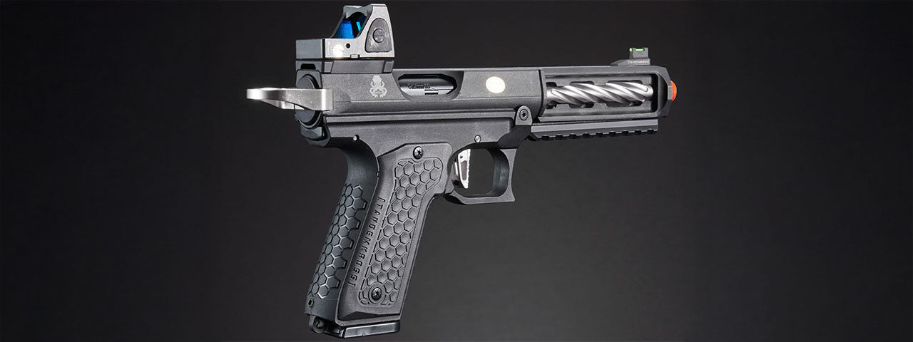 Lancer Tactical x Tandemkross CTHULHU Gas Blow Back Pistol w/ Red Dot Reflex Sight - (Black/Silver)