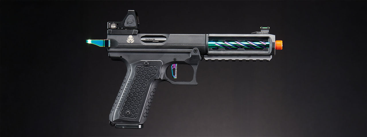 Lancer Tactical x Tandemkross CTHULHU Gas Blow Back Pistol w/ Red Dot Reflex Sight - (Black/Titanium)